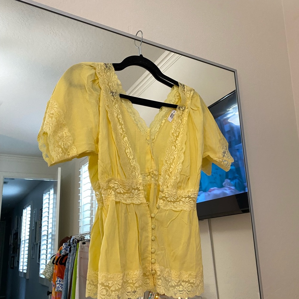 Ardene yellow lace blouse